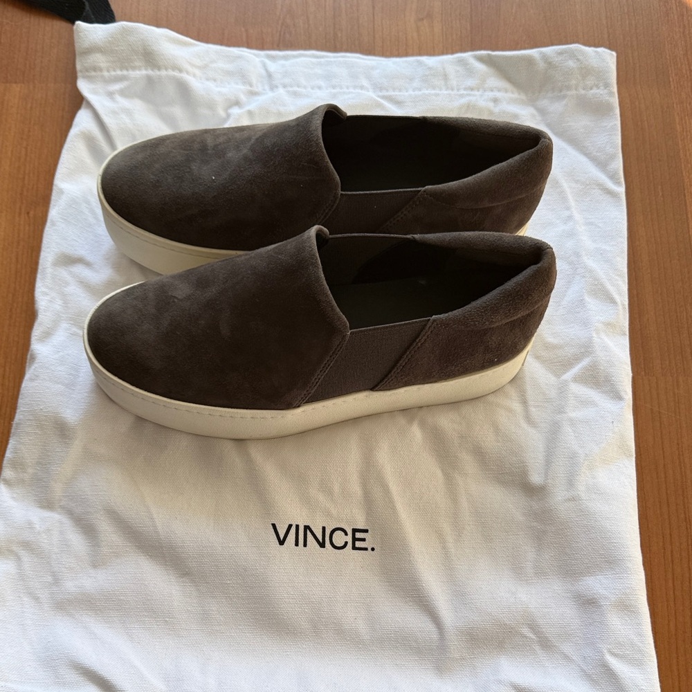 Vince Men's Dark Brown Suede Slip-Ons
